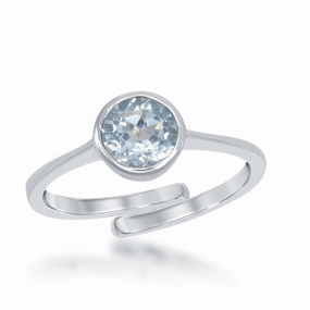 Sterling Silver "December" Blue Topaz Bezel Set Ring suit-set  