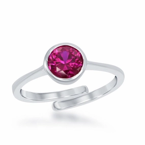 Sterling Silver "July" Ruby Bezel Set Ring suit-set  