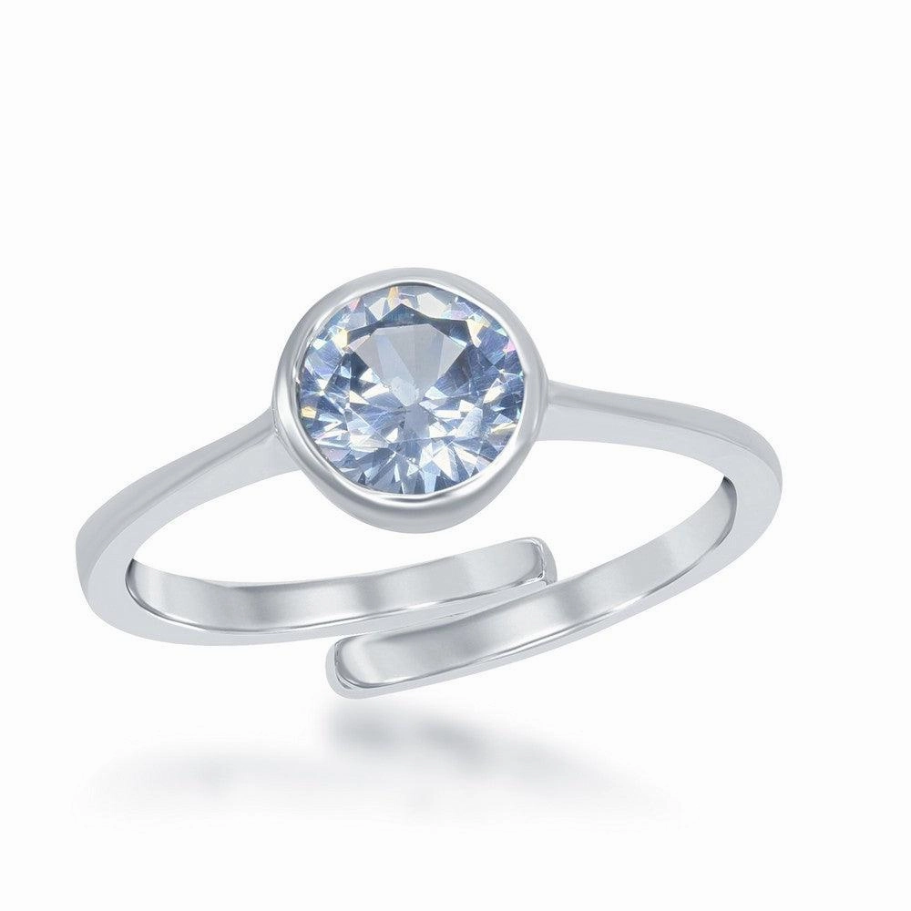 Sterling Silver "March" Aquamarine Bezel Set Ring suit-set  