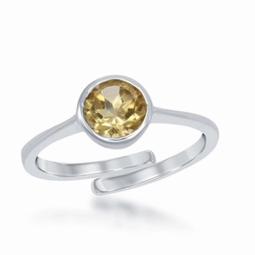 Sterling Silver "November" Citrine Bezel Set Ring suit-set  