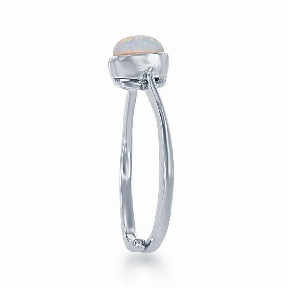 Sterling Silver "October" White Opal Bezel Set Ring