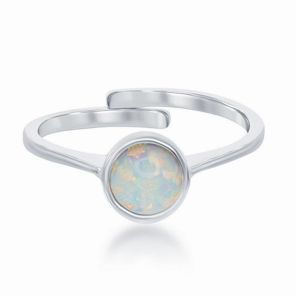 Sterling Silver "October" White Opal Bezel Set Ring
