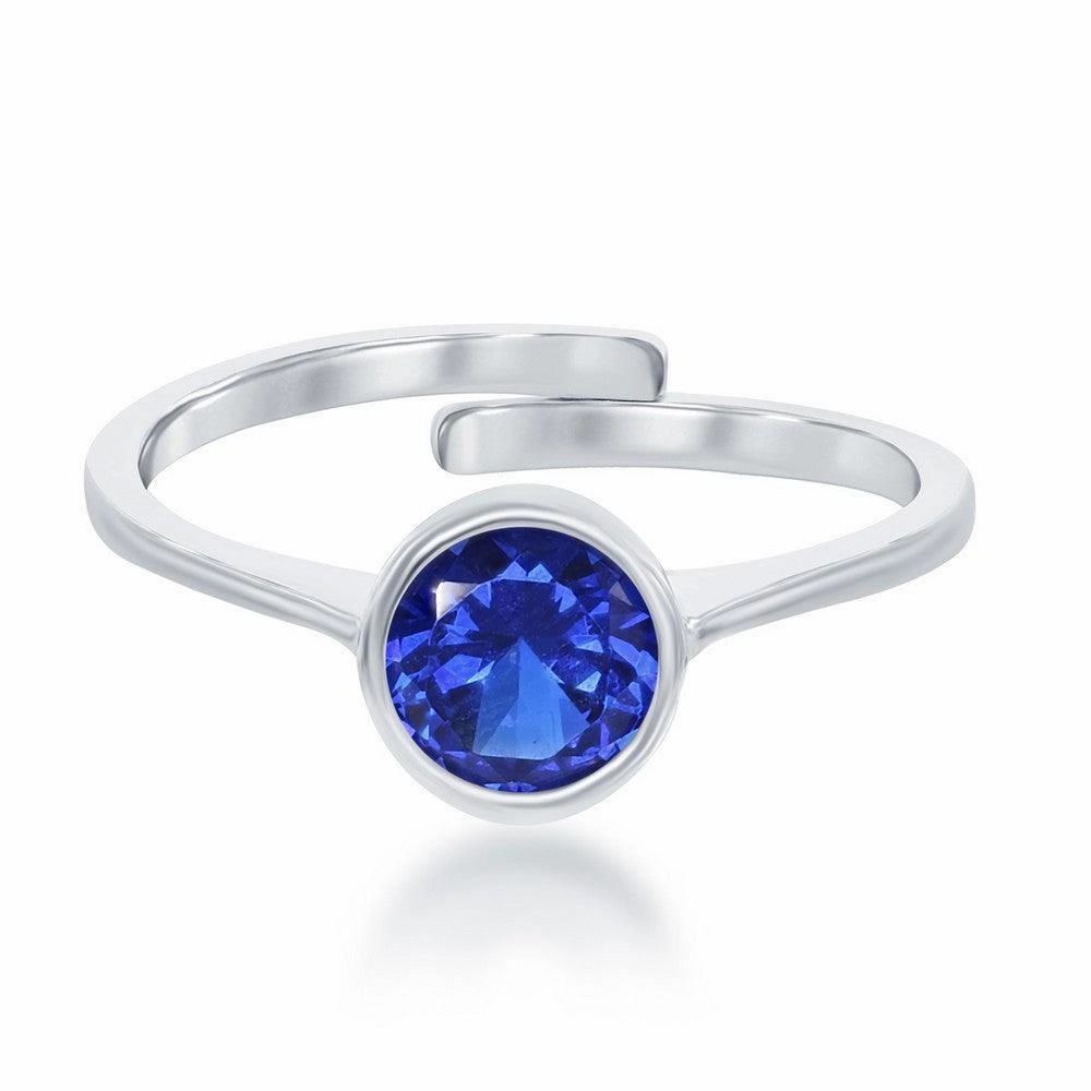 Sterling Silver "September" Sapphire Bezel Set Ring