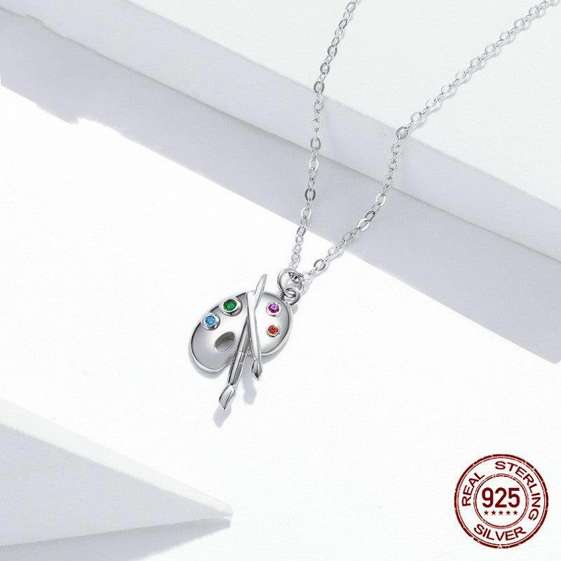 Sterling Silver S925 Necklace Female Color Zircon