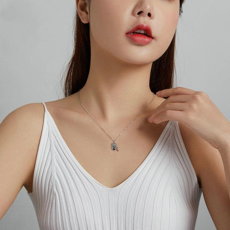 Sterling Silver S925 Necklace Female Color Zircon 