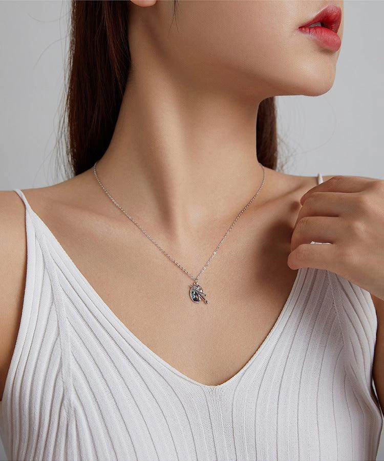 Sterling Silver S925 Necklace Female Color Zircon
