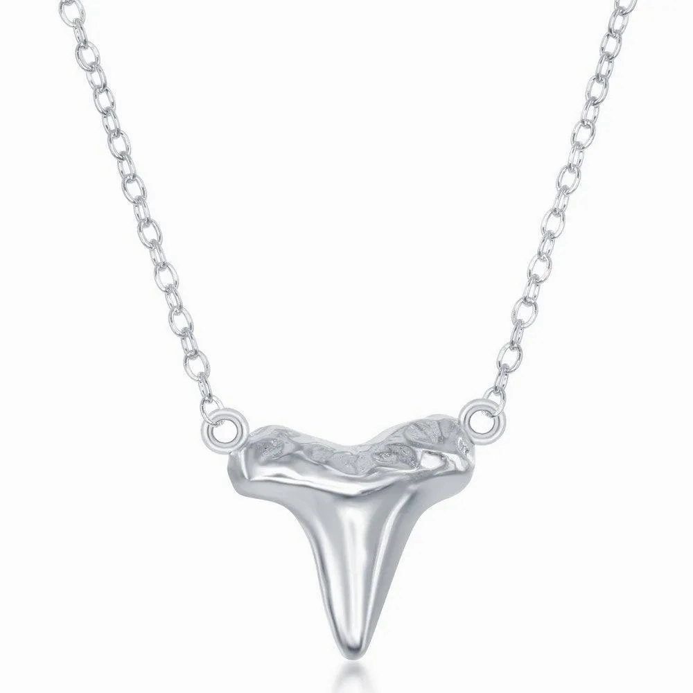 Sterling Silver Shark Tooth Design Necklace