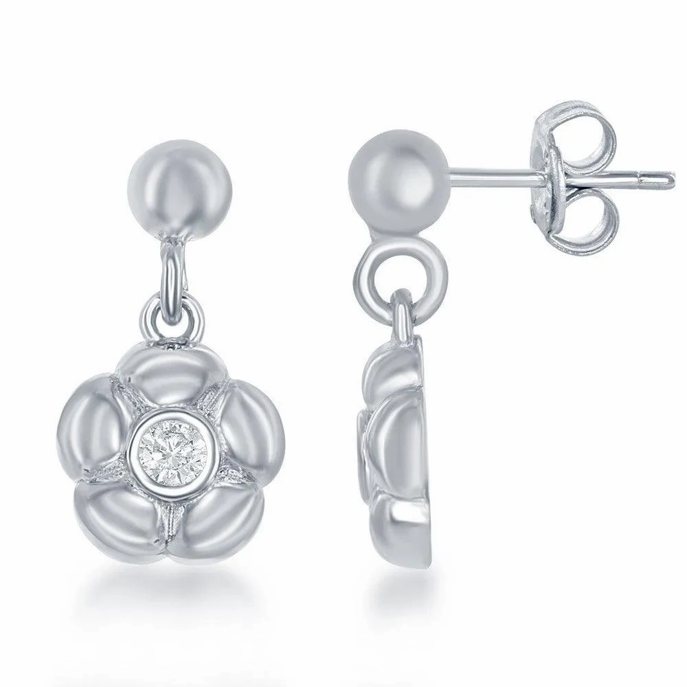 Sterling Silver Shiny &quot;P&quot; Necklace and Earrings Set