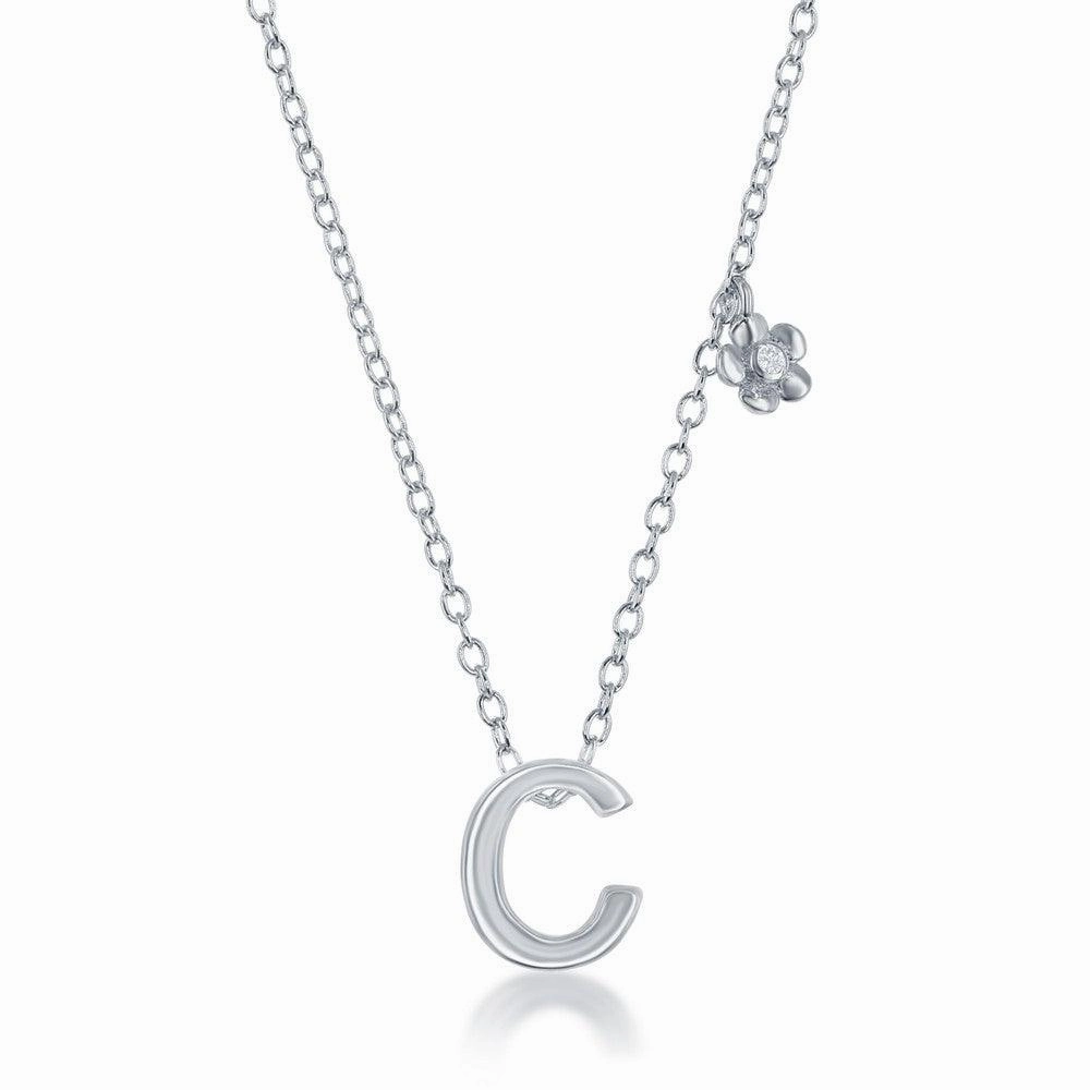 Sterling Silver Shiny "C" Necklace and Earrings Set