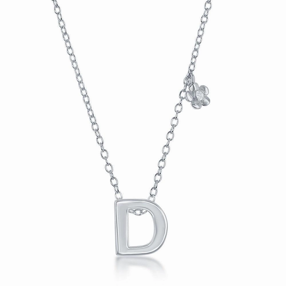 Sterling Silver Shiny "D" Necklace and Earrings Set