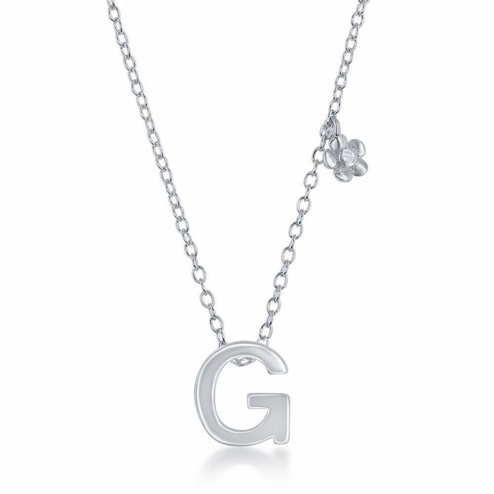 Sterling Silver Shiny "G" Necklace and Earrings Set