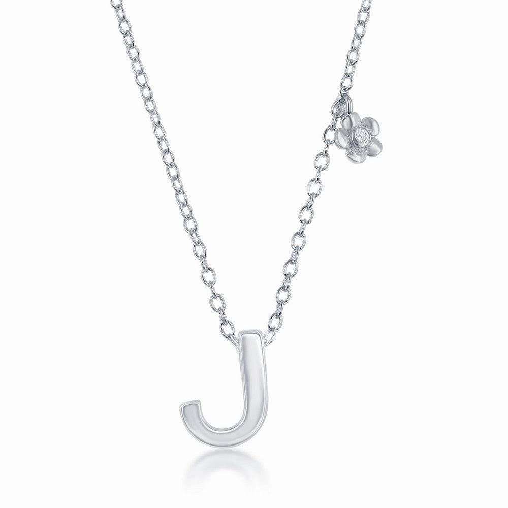 Sterling Silver Shiny "J" Necklace and Earrings Set