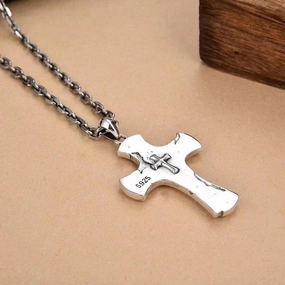 Sterling Silver Small Fission Cross Pendant 