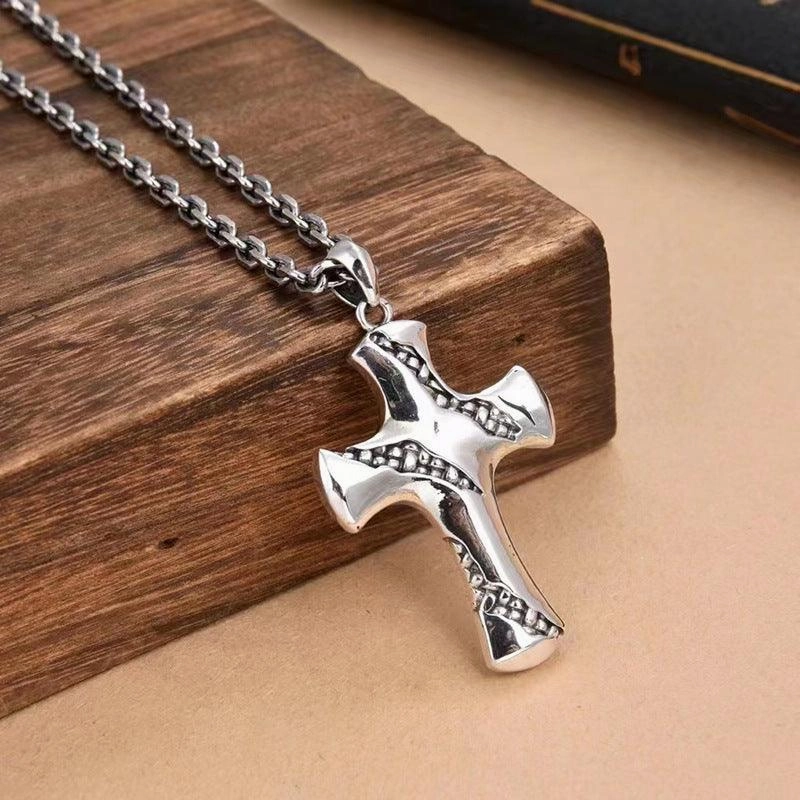 Sterling Silver Small Fission Cross Pendant