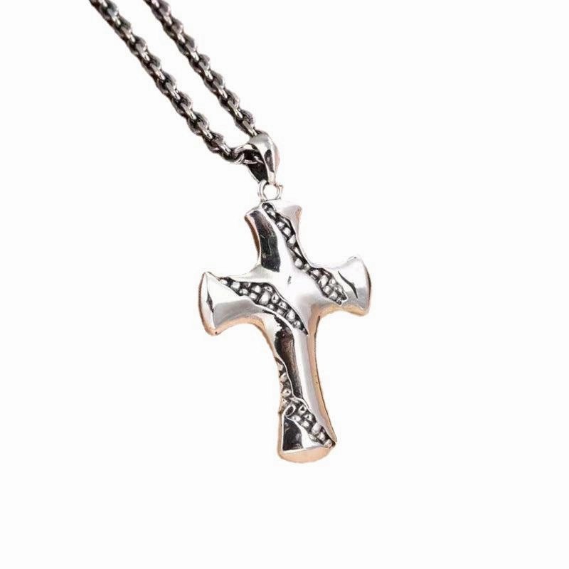 Sterling Silver Small Fission Cross Pendant
