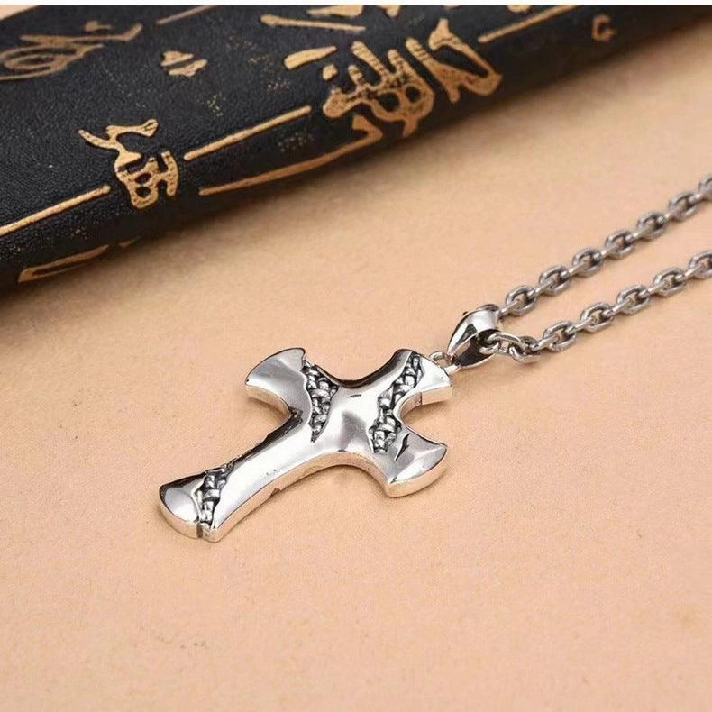 Sterling Silver Small Fission Cross Pendant