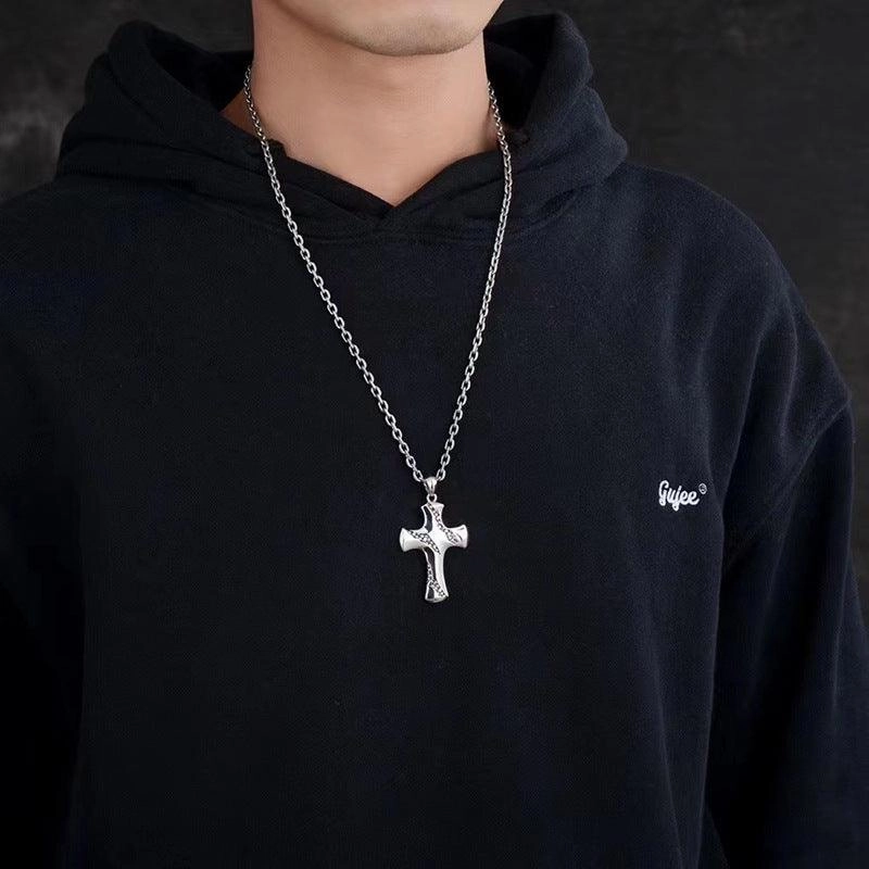 Sterling Silver Small Fission Cross Pendant