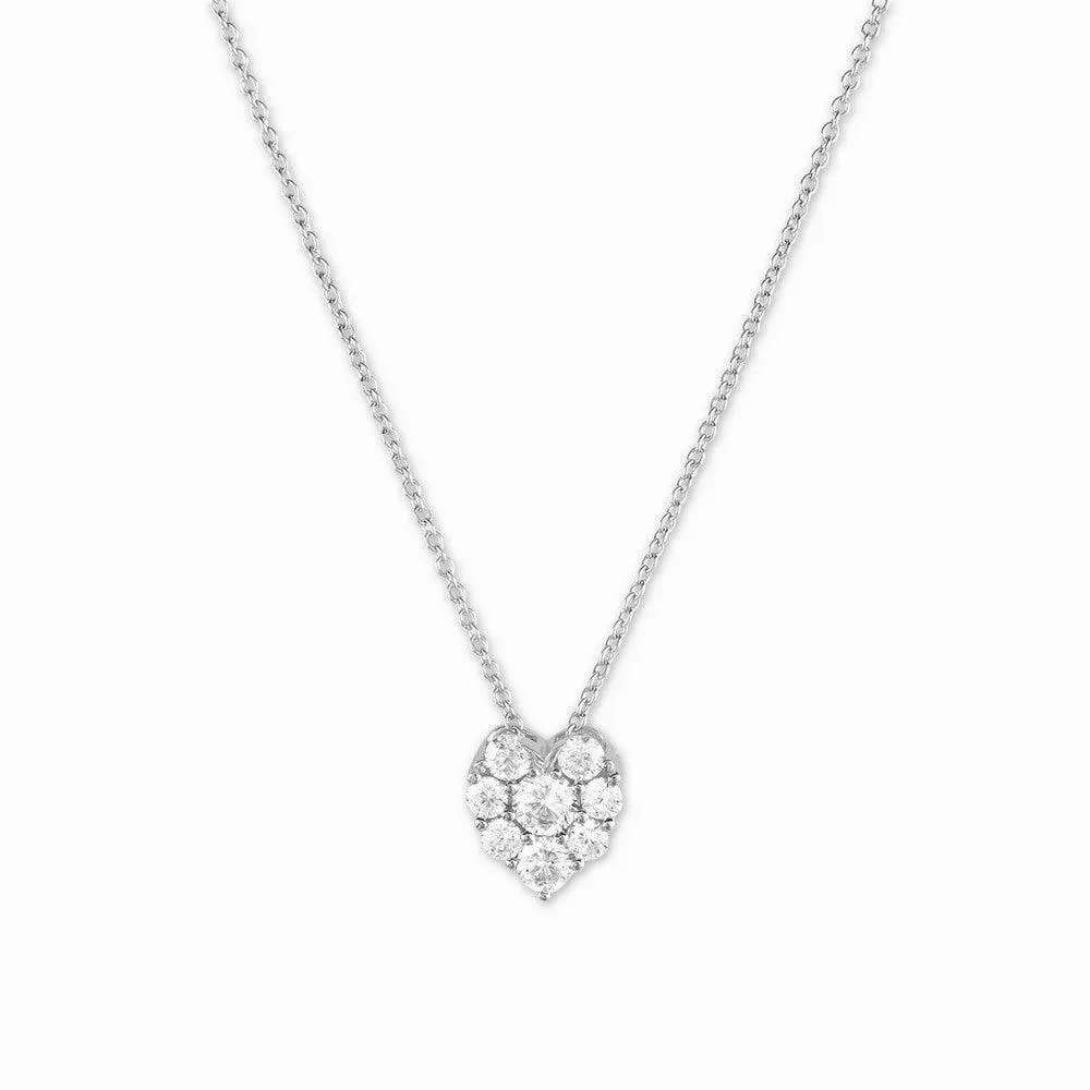 Sterling Silver Small Heart CZ Necklace