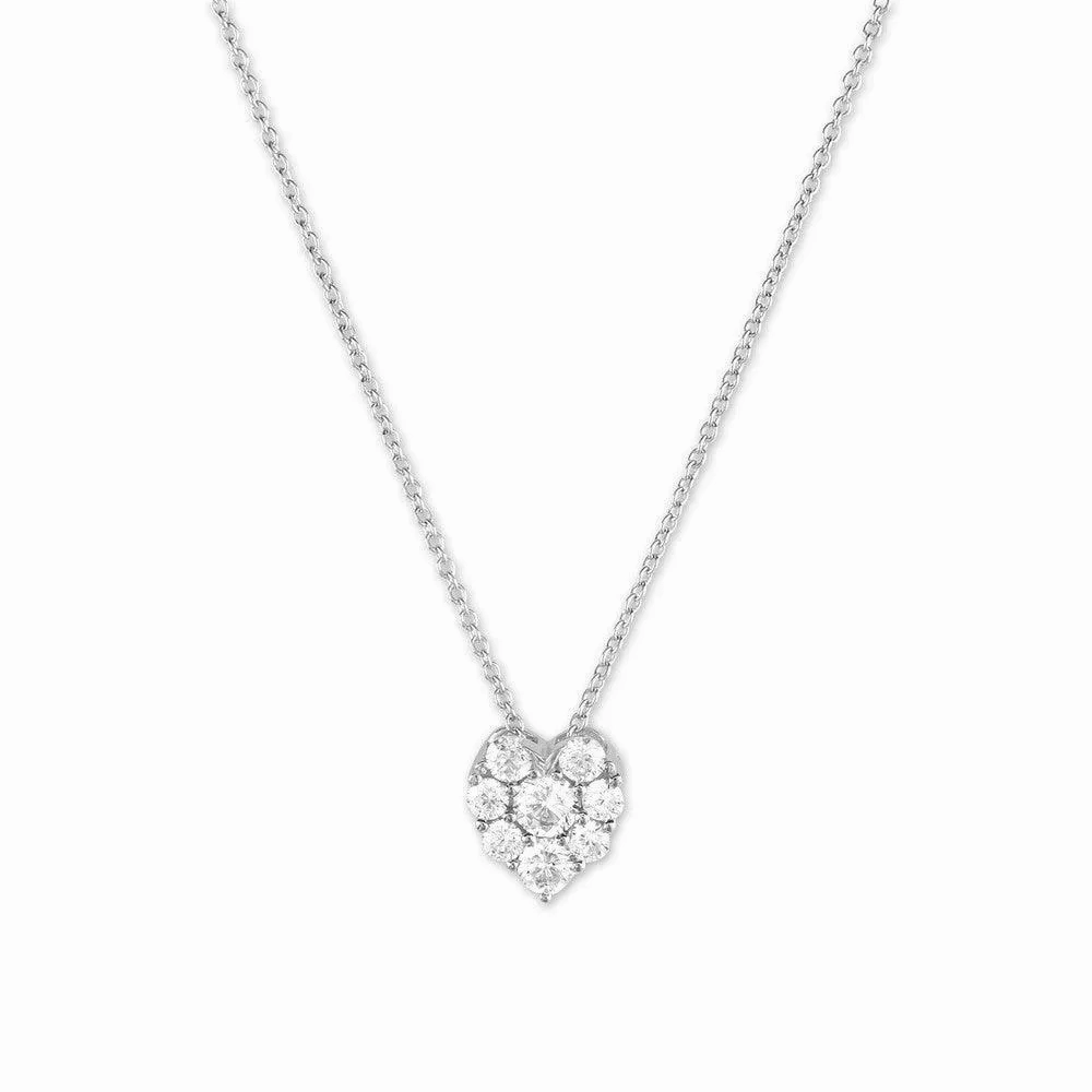 Sterling Silver Small Heart CZ Necklace