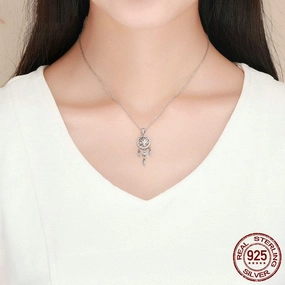 Sterling Silver Tree Of Life Dreamcatcher Fashion Necklace 