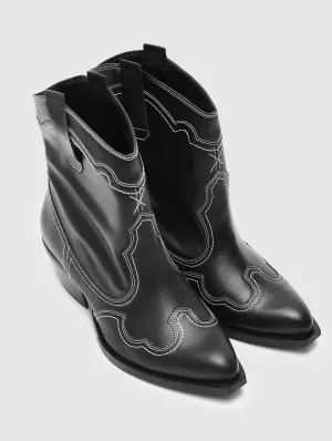 Stitchy Damen Cowboystiefel aus veganem Maisleder | Schwarz
