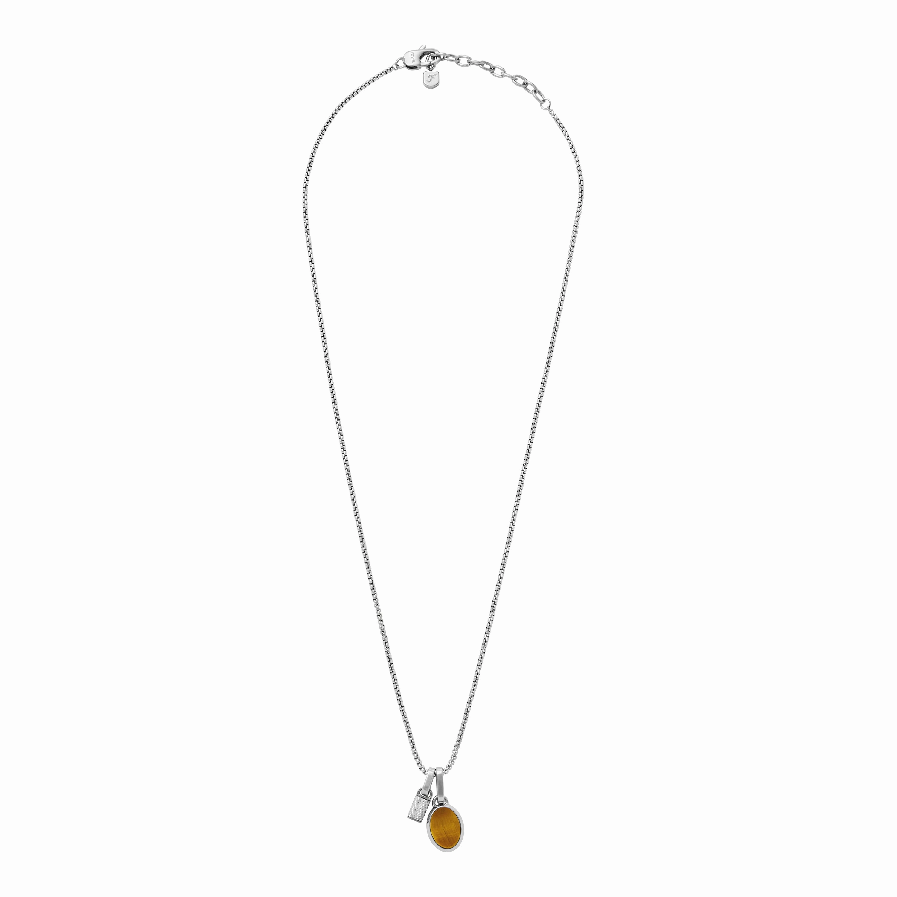 Stones Tiger's Eye Stainless Steel Pendant Necklace