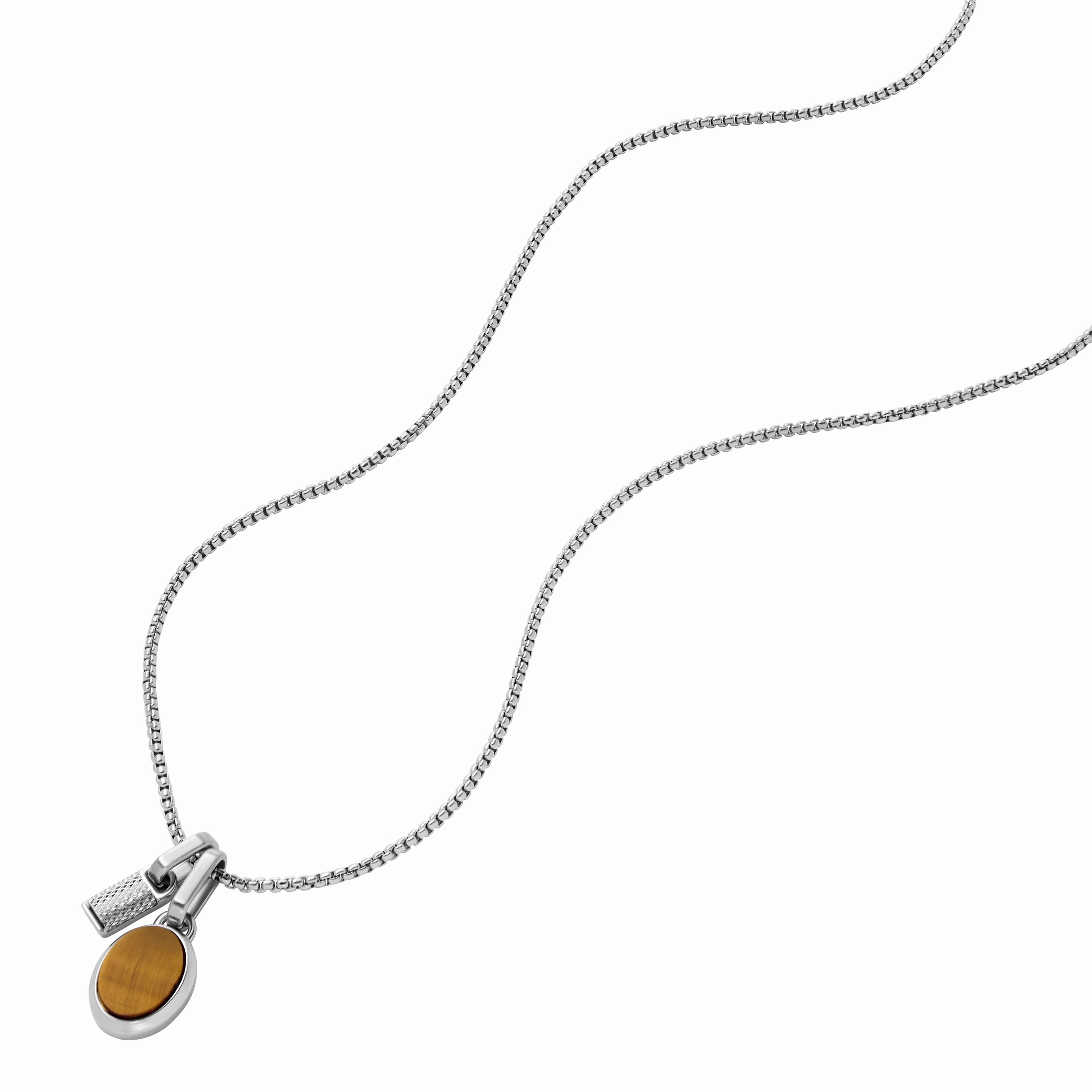 Stones Tiger's Eye Stainless Steel Pendant Necklace