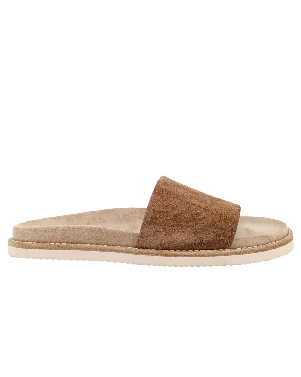 Suede Slide Sandalen in Braun