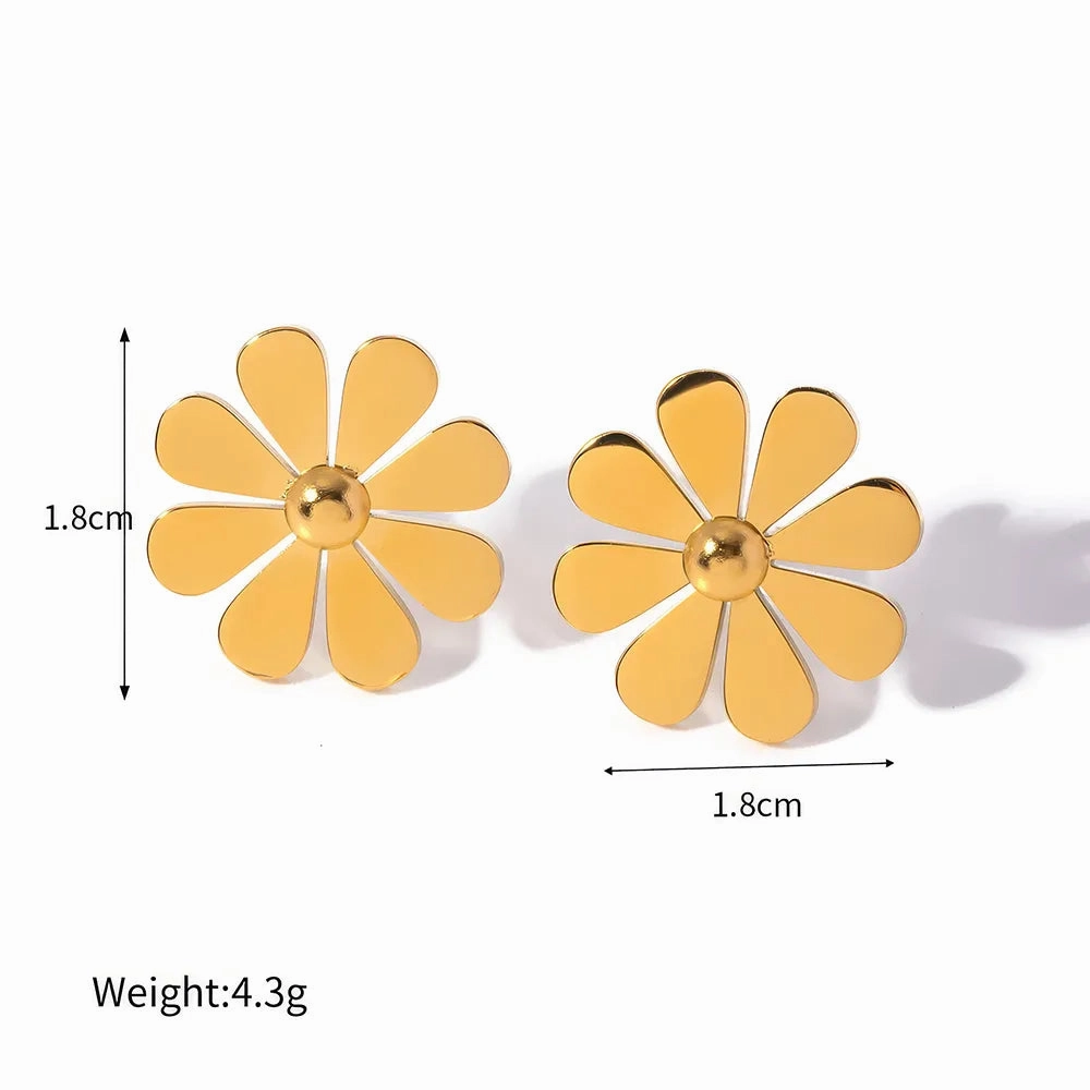 Summer Stainless Steel Light Luxury 18K PVD Plated Daisy Stud Earrings