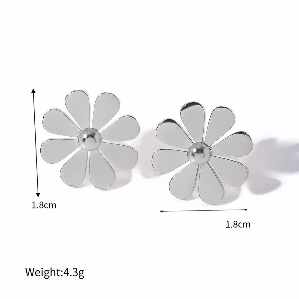 Summer Stainless Steel Light Luxury 18K PVD Plated Daisy Stud Earrings