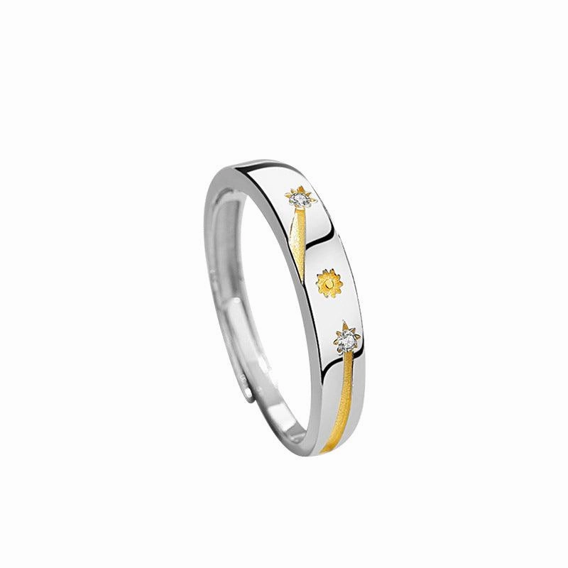 Sun Moon Stars Couple Ring 925 Silver Literary Niche Sterling Silver Ring Valentine's Day Gift