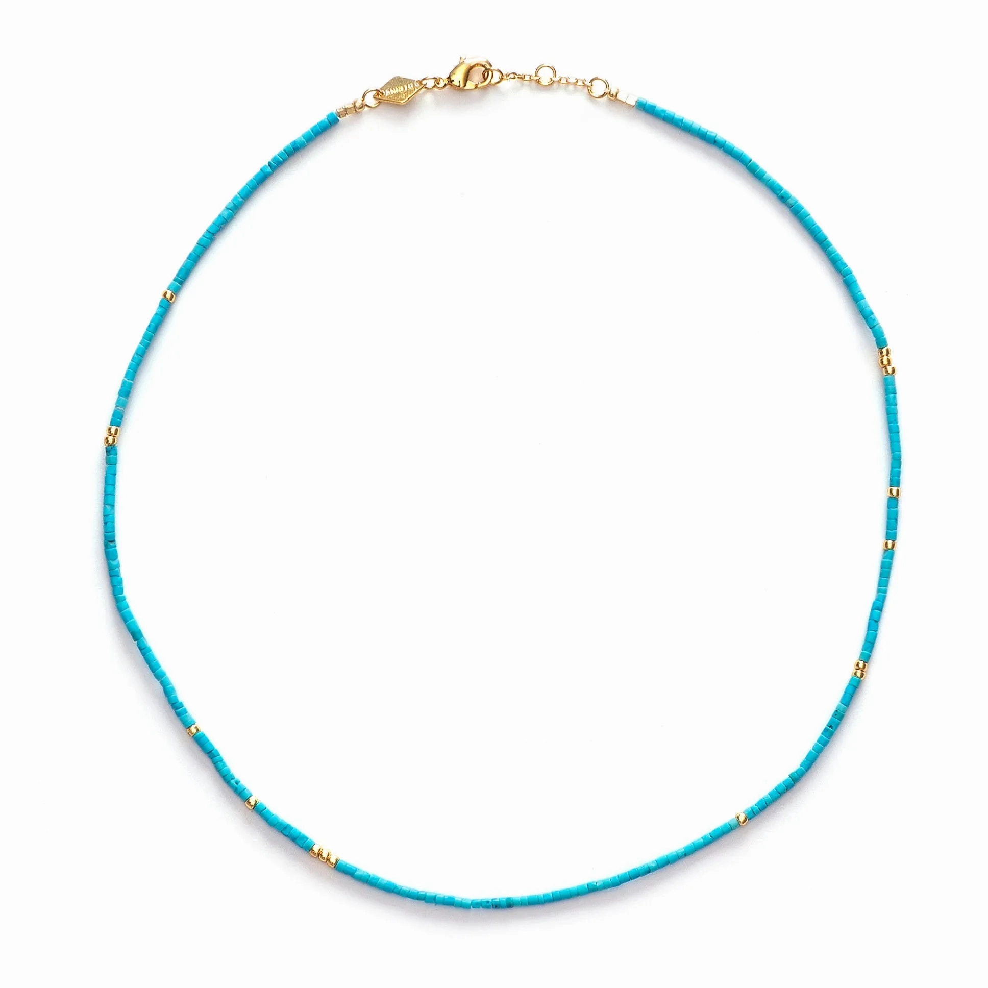 Sun Stalker Gold Plated Necklace w. Blue Lagoon Beads
