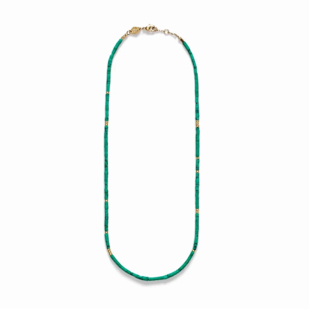 Sun Stalker Gold Plated Necklace w. Green Oasis Beads