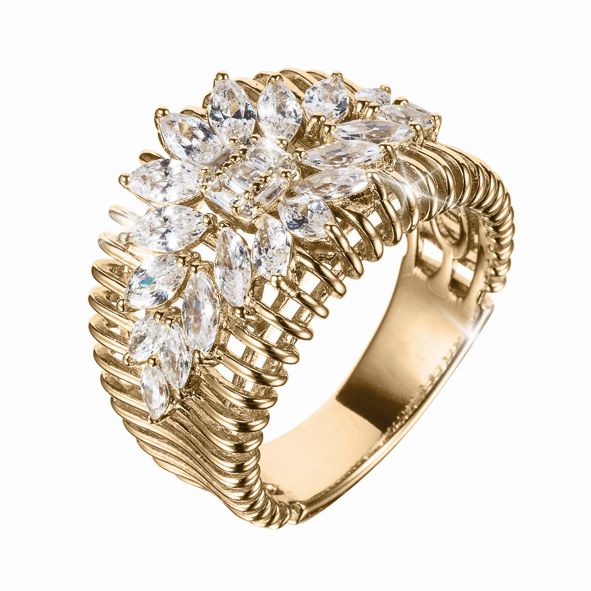 Sunburst Marquise Ladies Ring hand-chain-bracelet  