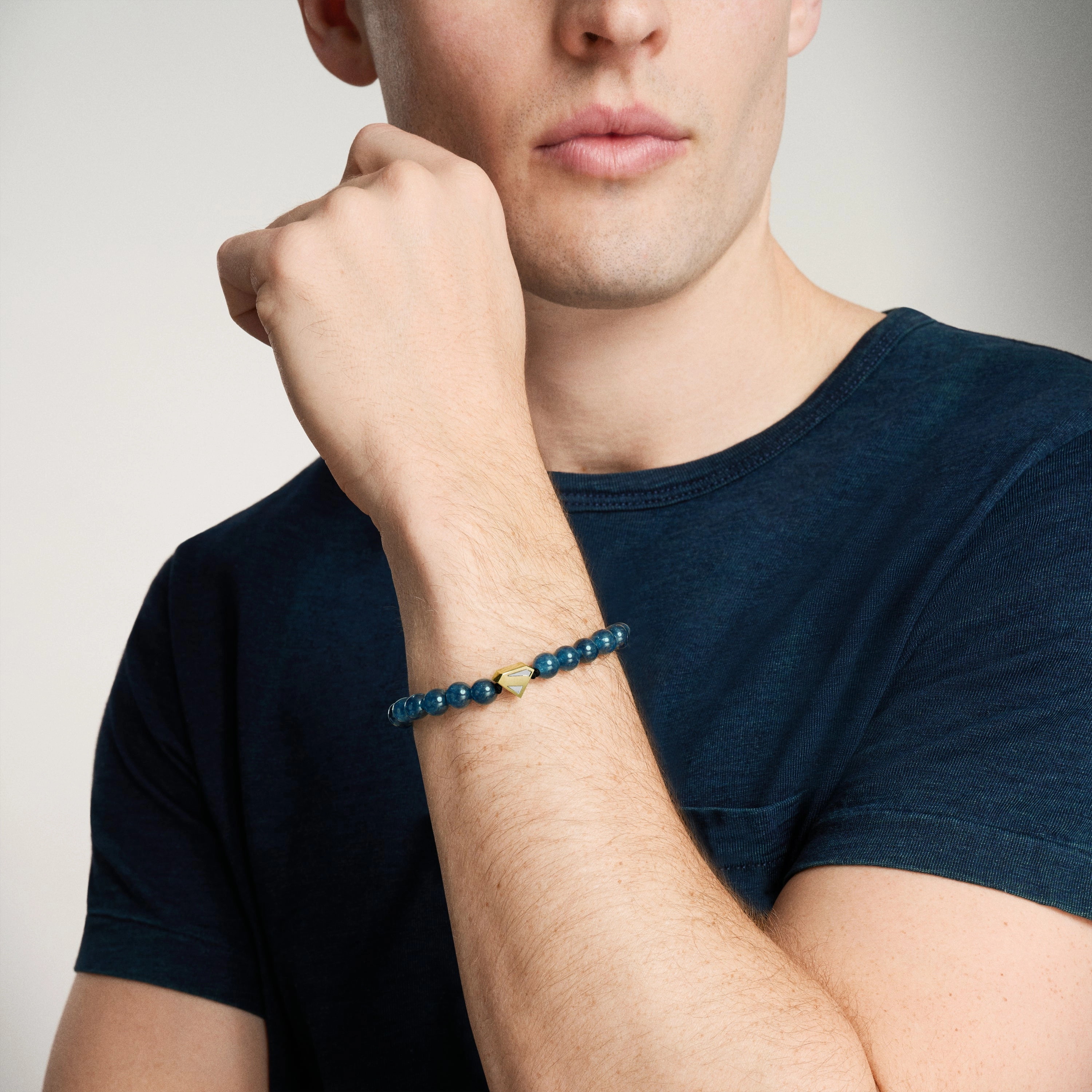 Superman x Fossil Navy Blue Stainless Steel Beaded Bracelet