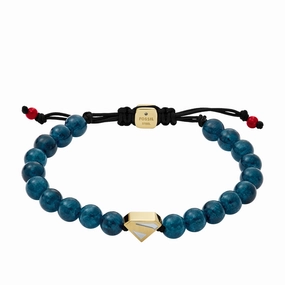Superman x Fossil Navy Blue Stainless Steel Beaded Bracelet fashion-jewelry  