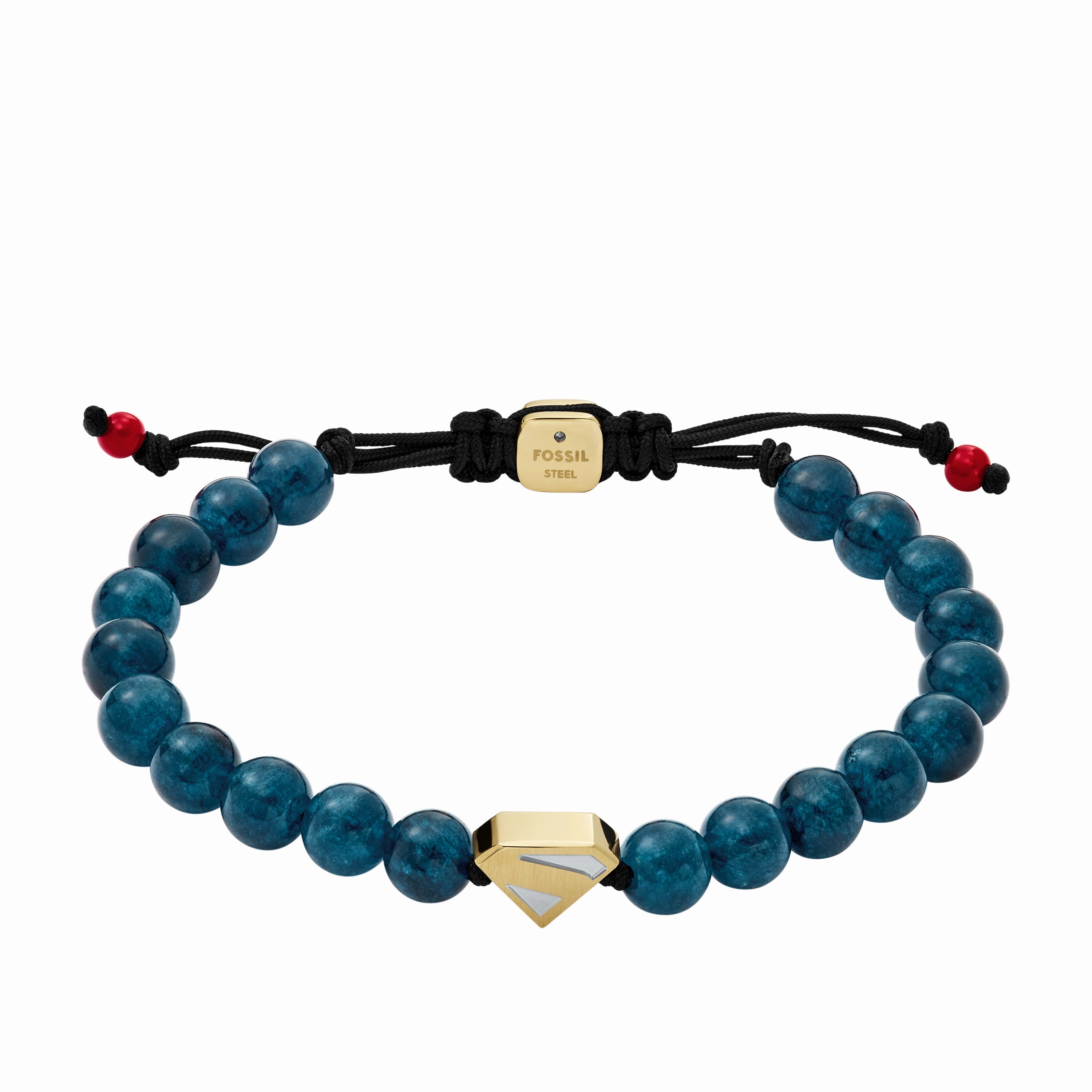 Superman x Fossil Navy Blue Stainless Steel Beaded Bracelet fashion-jewelry  