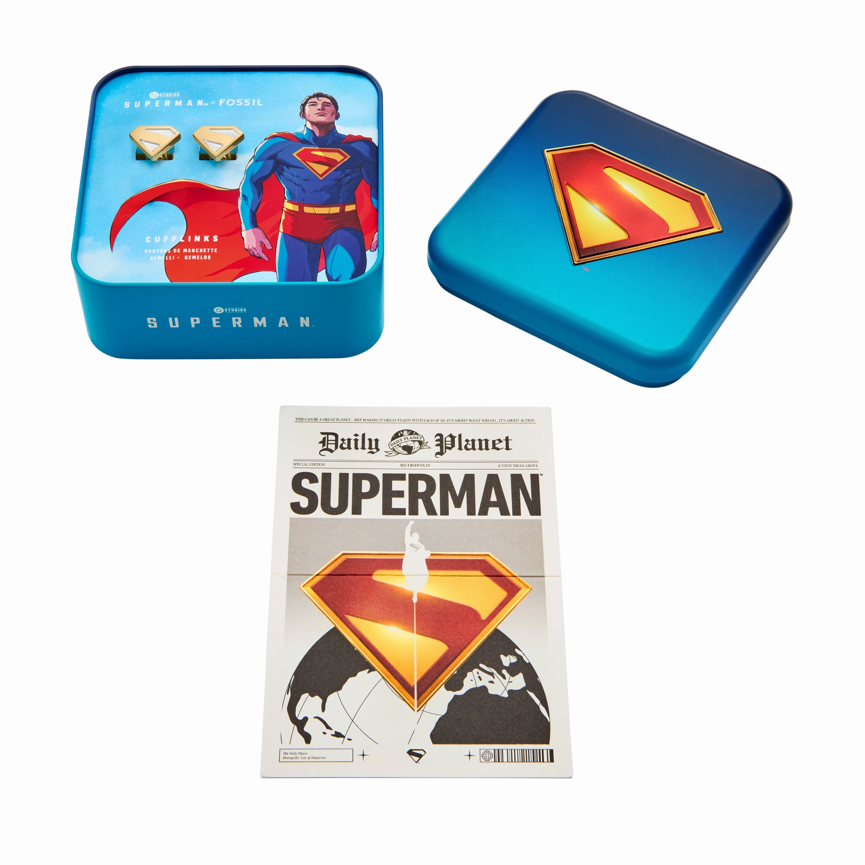 Superman x Fossil Two-Tone Stainless Steel Cuff Links