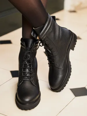 Suspicion Vegane Apfel-Leder Kampfstiefel | Schwarz