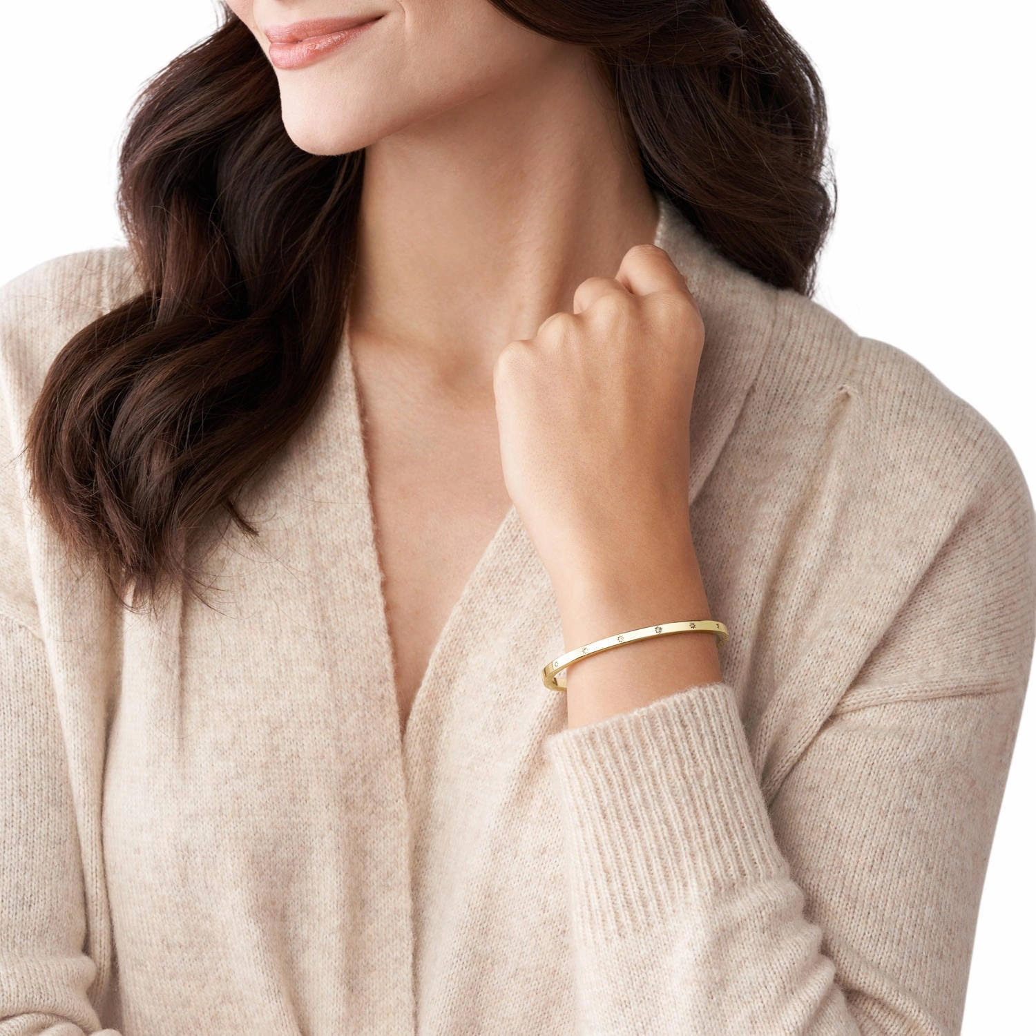 Sutton Shine Bright Gold-Tone Stainless Steel Cuff Bracelet