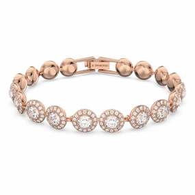 Swarovski Angelic Bracelet Round cut, White, Rose Gold-Tone Plated fashion-jewelry  