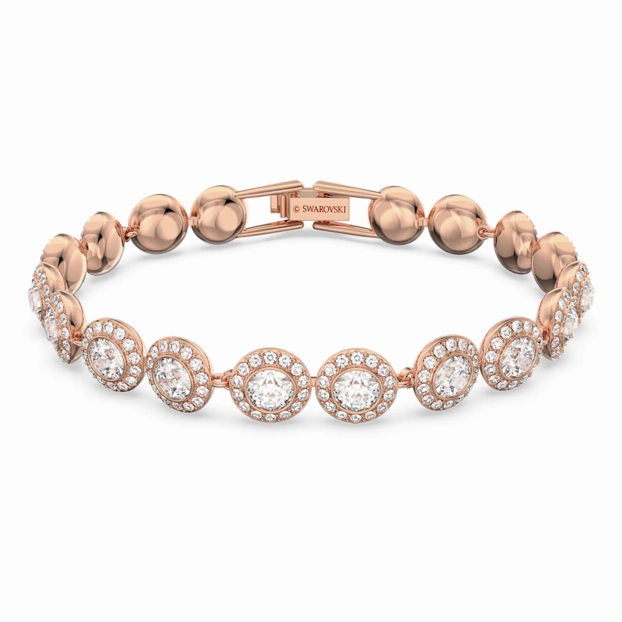 Swarovski Angelic Bracelet Round cut, White, Rose Gold-Tone Plated fashion-jewelry  