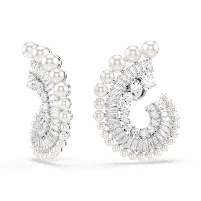 Swarovski Ariana Grande x Drop Earrings Crystal Pearl Mixed cuts White Rhodium plated