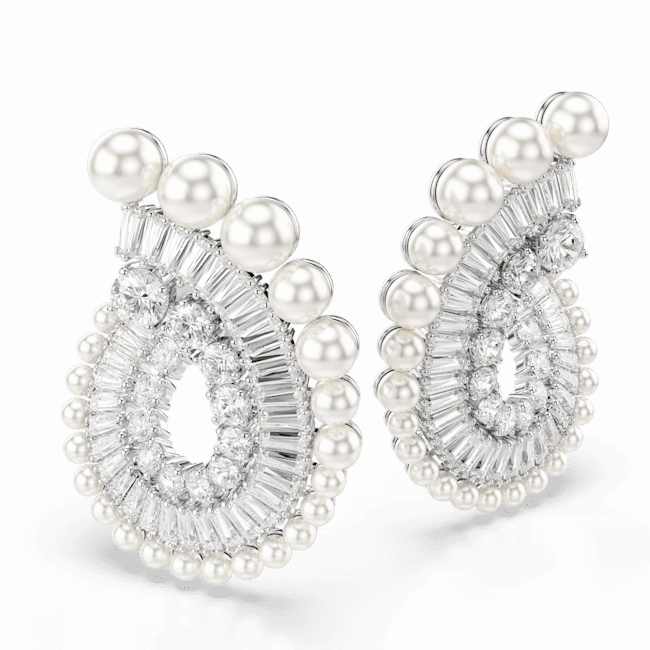 Swarovski Ariana Grande x Drop Earrings Crystal Pearl Mixed cuts White Rhodium plated