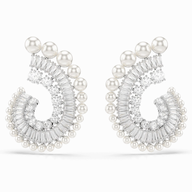 Swarovski Ariana Grande x Drop Earrings Crystal Pearl Mixed cuts White Rhodium plated fashion-jewelry  