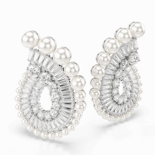 Swarovski Ariana Grande x Drop Earrings Crystal Pearl Mixed cuts White Rhodium plated