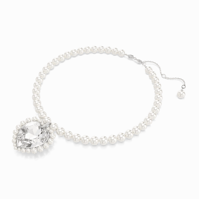 Swarovski Ariana Grande x Necklace Crystal pearl Heart cut Heart White Rhodium plated fashion-jewelry  