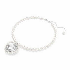 Swarovski Ariana Grande x Necklace Crystal pearl Heart cut Heart White Rhodium plated fashion-jewelry  