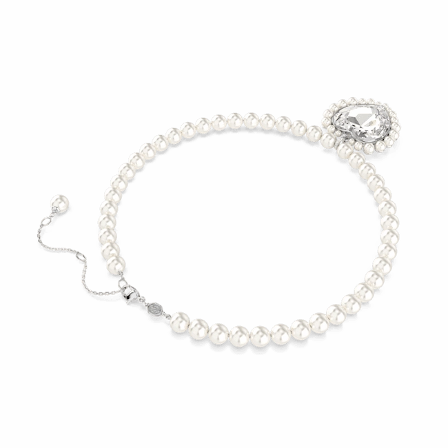 Swarovski Ariana Grande x Necklace Crystal pearl Heart cut Heart White Rhodium plated