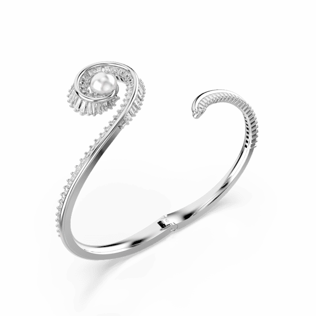Swarovski Ariana Grande X Swarovski Bangle Crystal Pearl Baguette Cut White Rhodium Plated